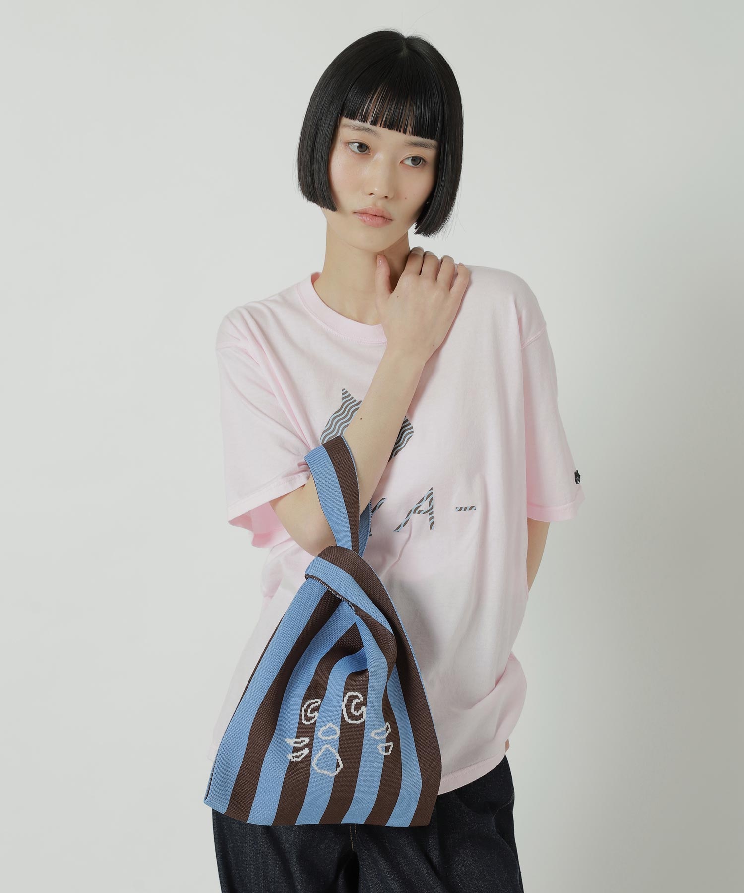 NYA- / STRIPED ONE HANDLE KNIT BAG / バッグ