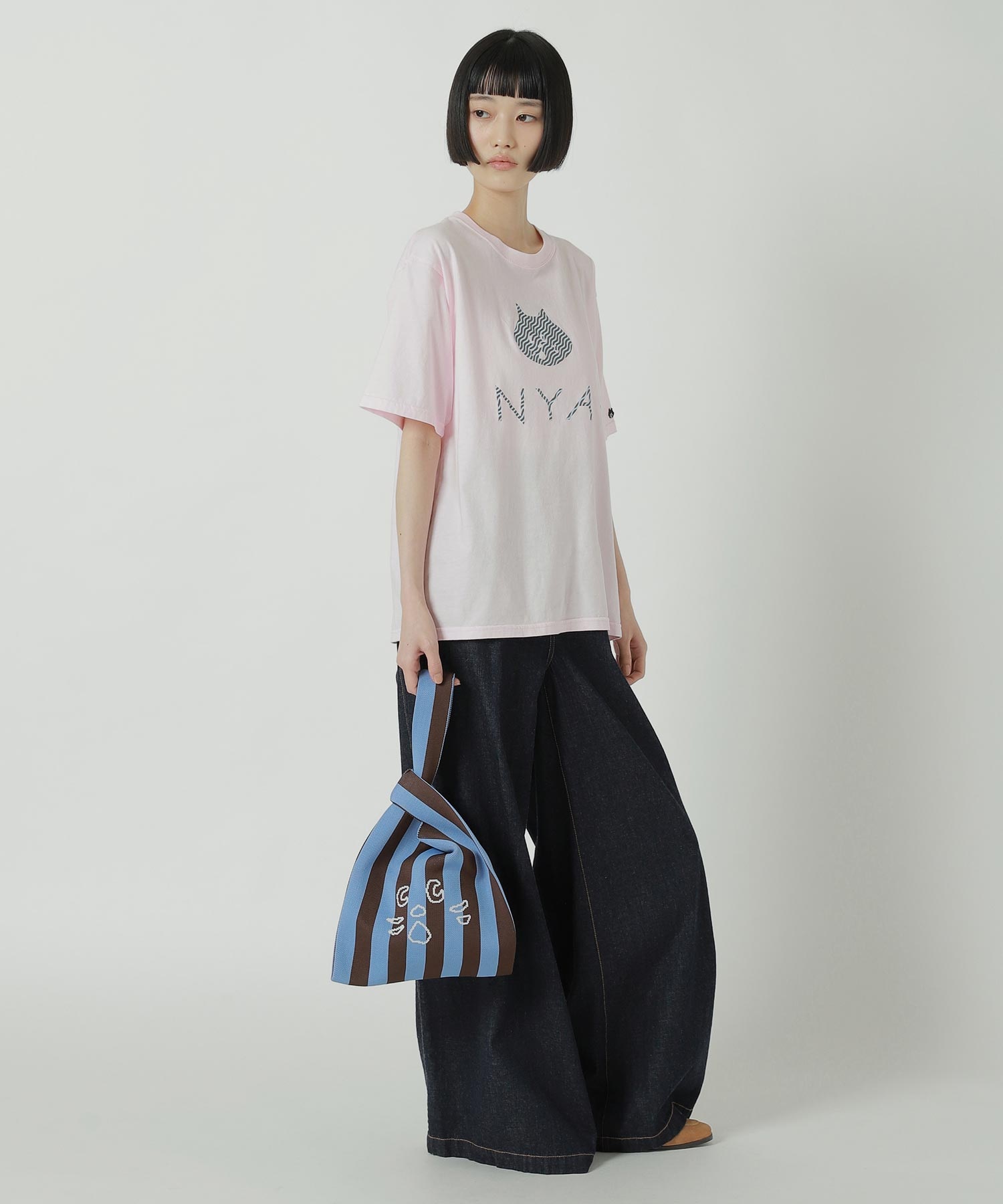 NYA- / STRIPED ONE HANDLE KNIT BAG / バッグ