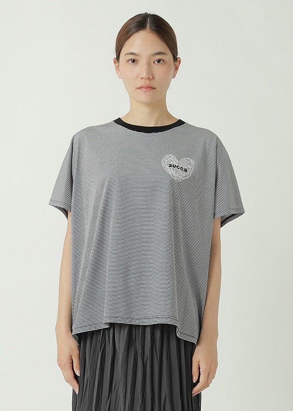 ZUCCa / HEART LOGO STRIPED T / Tシャツ