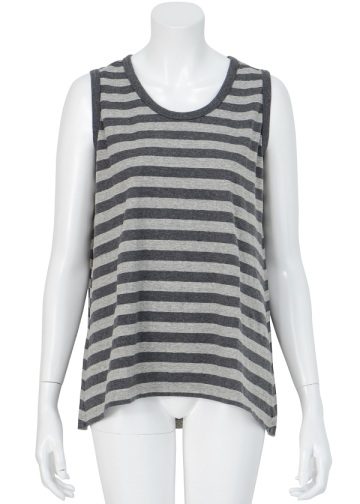 Plantation / (1)ラフィ天竺ボーダー / タンクトップ charcoal gray(25)