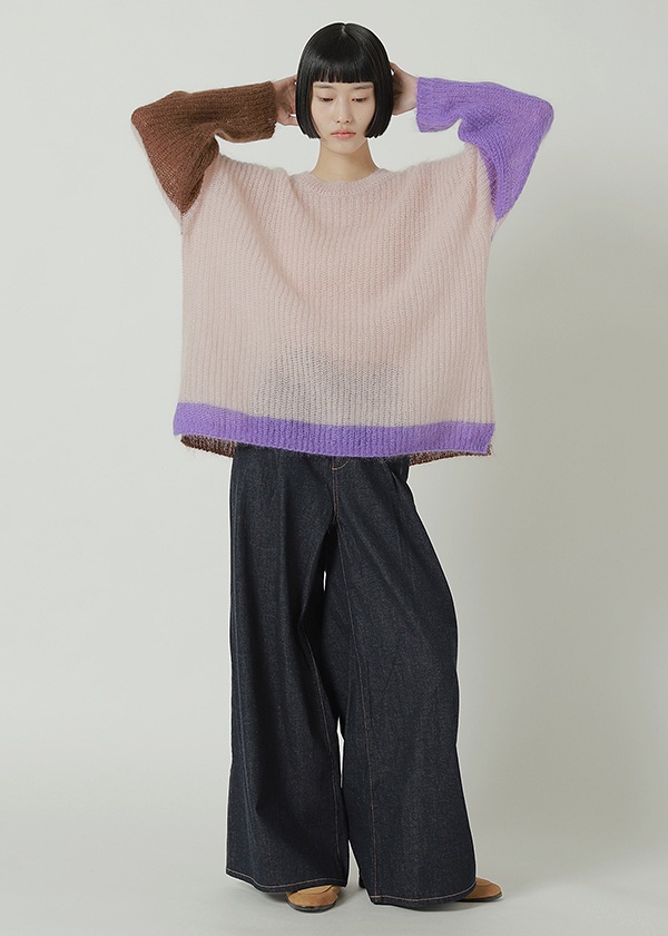 <��s�\��> NYA- / COLOR BLOCK KNIT / �j�b�g�v���I�[�o�[