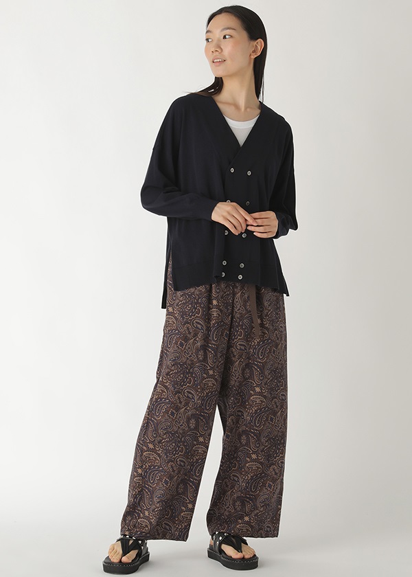 再再販！ ZUCCa S ペイズリー ワイドパンツ サイズM ブラウン系 ズッカ 