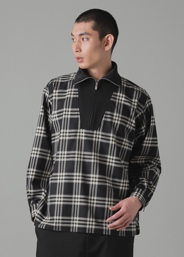 ZUCCa / S メンズ TWストレッチチェック / シャツ(M black(26)): SALE 