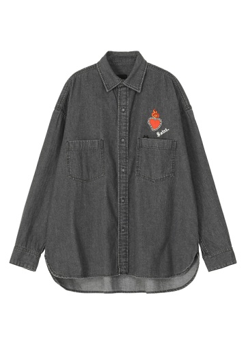 NYA- / HAND EMBROIDERY DENIM SHIRT / fjVc