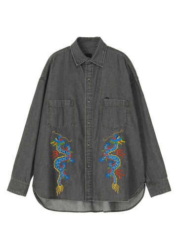 NYA- / HAND EMBROIDERY DENIM SHIRT / fjVc