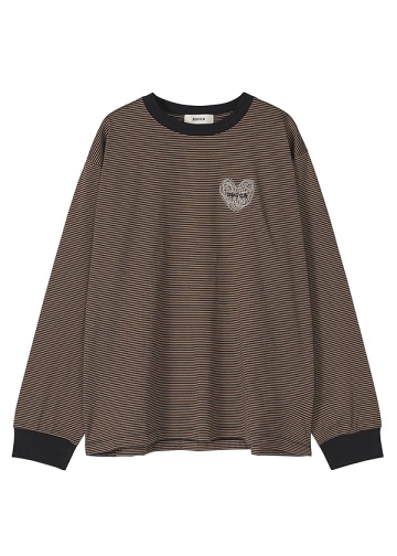 <��s�\��> ZUCCa / HEART LOGO STRIPED T / �J�b�g�\�[