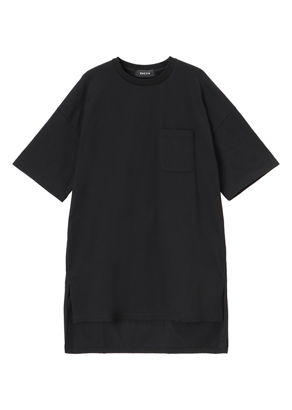 ZUCCa / メンズ スリットロングT / ロングTシャツ 黒