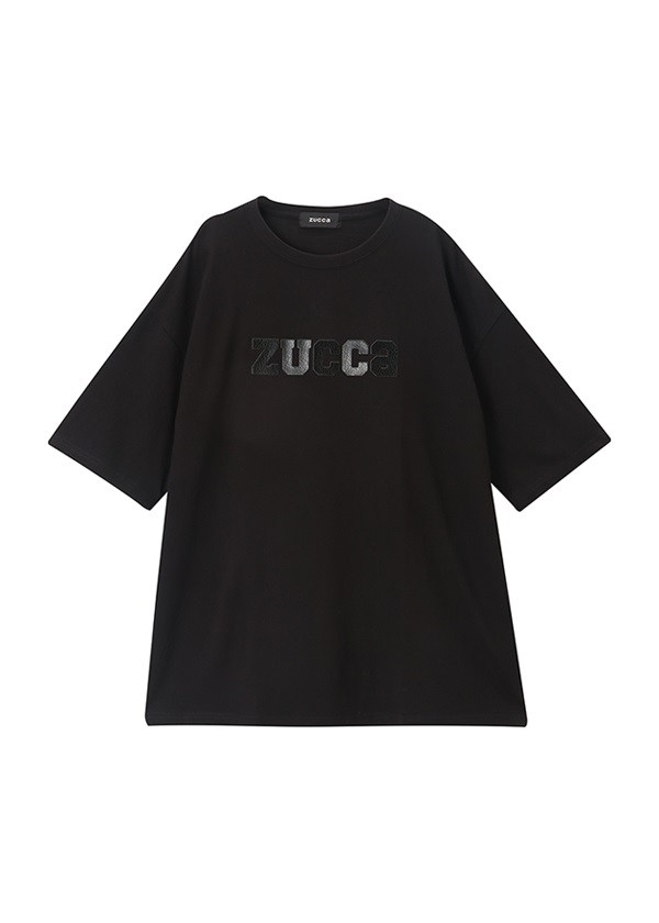 ZUCCa / メンズ レザーロゴT / Tシャツ 黒