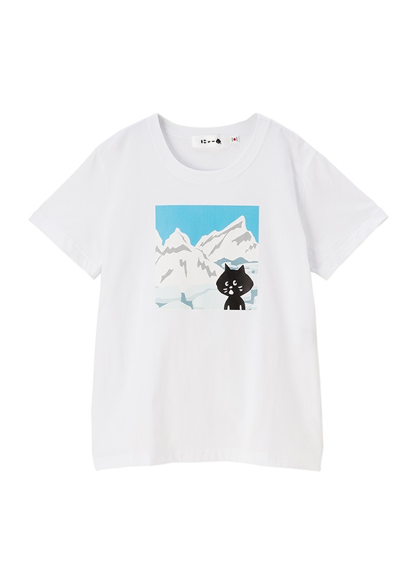 にゃー / にゃーはたびがすきT やま / Tシャツ 白