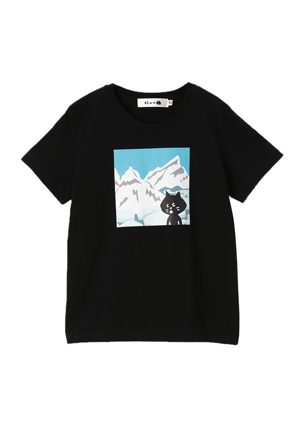 にゃー / にゃーはたびがすきT やま / Tシャツ 黒
