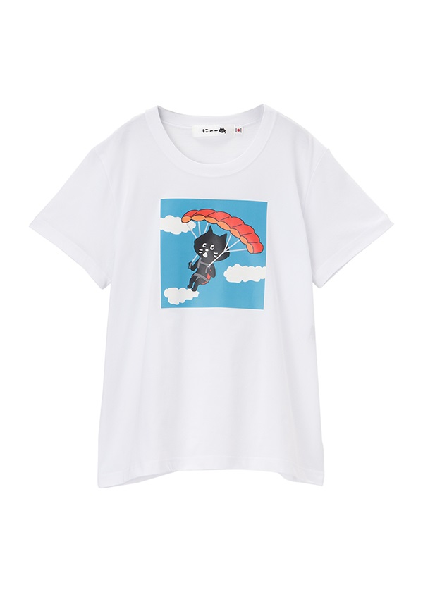 にゃー / にゃーはたびがすきT そら / Tシャツ 白