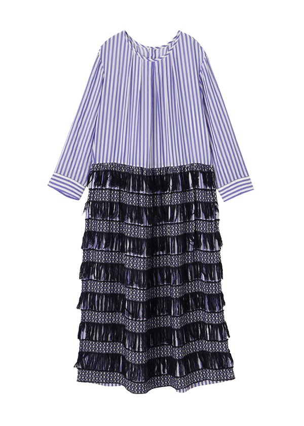 Zucca S フリンジストライプジャガード ワンピース M Blue 12 Sale A Net Online Store Zucca S フリンジストライプジャガード ワンピース M Blue 12 Sale A Net Online Store