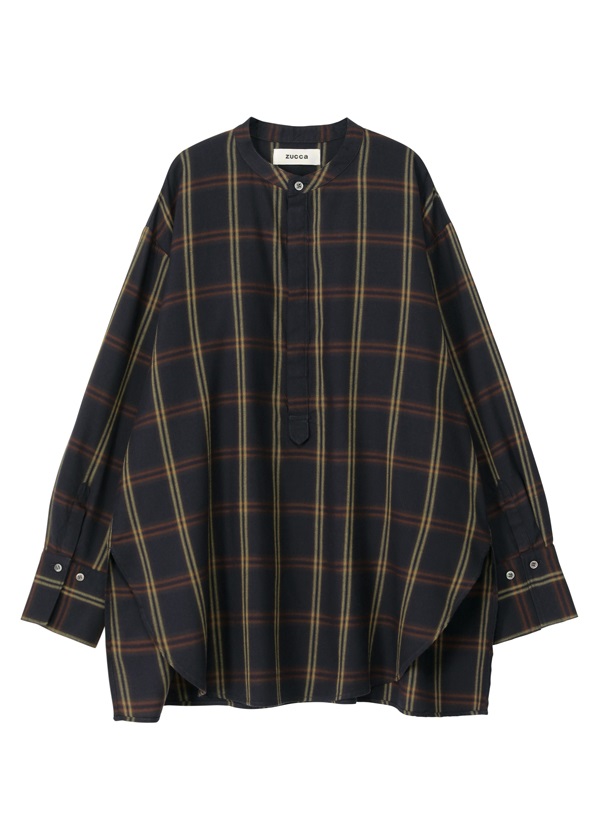 Zucca ズッカ M トップス 黒 フリンジ チェック フリル 長袖 トップス