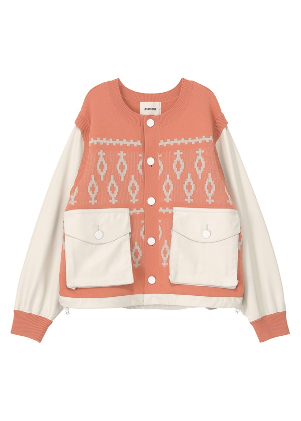 ZUCCa / P ニットドッキング / ブルゾン(M black(26)): ZUCCa| A ZUCCa / P ニットドッキング / ブルゾン(M black(26)): ZUCCa| A