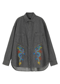 NYA- / HAND EMBROIDERY DENIM SHIRT / fjVc